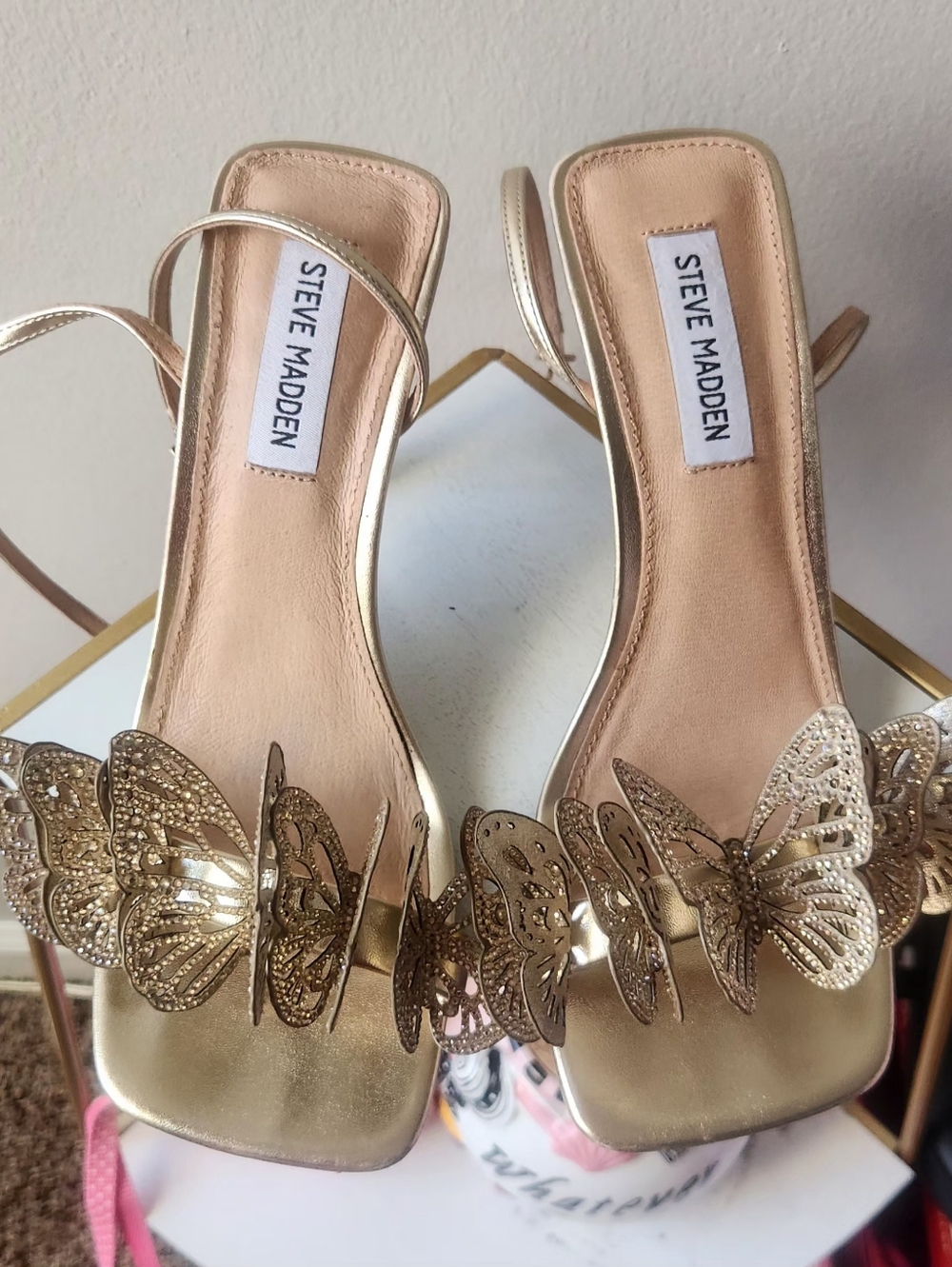 Steve Madden Gold Butterfly Embellished Women's Heels